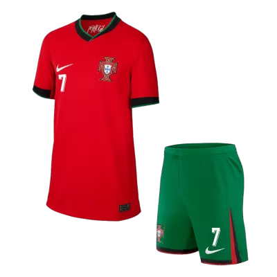 Portugal RONALDO #7 Home Jersey Kit EURO Kids(Jersey+Shorts) - gojersey