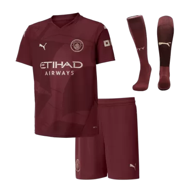 Manchester City Third Away Soccer Jersey Kit Kids(Jersey+Shorts+Socks) - gojersey