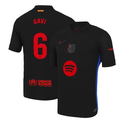 Barcelona GAVI #6 Away Soccer Jersey Authentic - Spotify Logo Without Text - gojersey