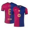 Barcelona GAVI #6 Home Soccer Jersey Authentic- Spotify Logo Without Text - gojersey