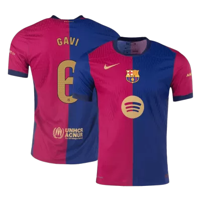 Barcelona GAVI #6 Home Soccer Jersey Authentic- Spotify Logo Without Text - gojersey