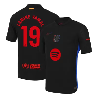 Barcelona LAMINE YAMAL #19 Away Soccer Jersey Authentic - Spotify Logo Without Text - gojersey