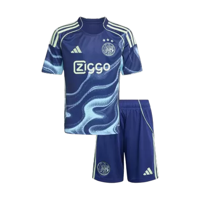 2025/26 Navy Kid's Ajax Away Soccer Jersey Kit(Jersey+Shorts) - gojersey