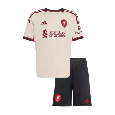 Kid's Liverpool Away Soccer Jersey Kit(Jersey+Shorts) 25/26 White - gojersey