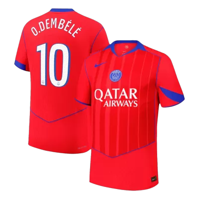 25/26 O.DEMBÉLÉ #10 Authentic PSG Third Away Soccer Jersey Red - gojersey