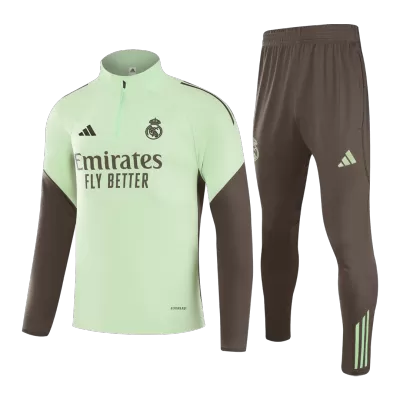Kid's Real Madrid Zipper Sweatshirt Kit(Top+Pants) 25/26 Green - gojersey