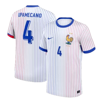 UPAMECANO #4 France Euro Away Soccer Jersey White - gojersey