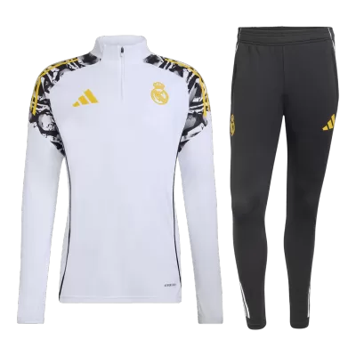 Kid's Real Madrid x MARVEL Zipper Sweatshirt Kit(Top+Pants) 25/26 White - gojersey